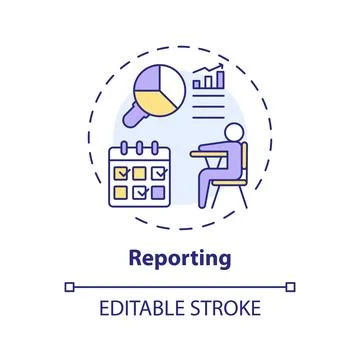 Thin line simple colorful reporting icon concept Stock Illustration
