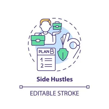 Thin line simple colorful side hustles icon concept Stock Illustration