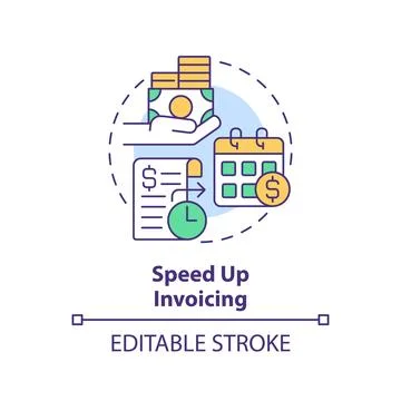 Thin line simple colorful speed up invoicing icon concept Stock Illustration