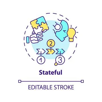 Thin line simple colorful stateful icon concept Stock Illustration