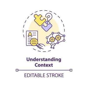 Thin line simple colorful understanding context icon concept Stock Illustration