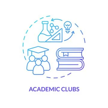 Thin line simple gradient academic clubs icon concept Stock Illustration