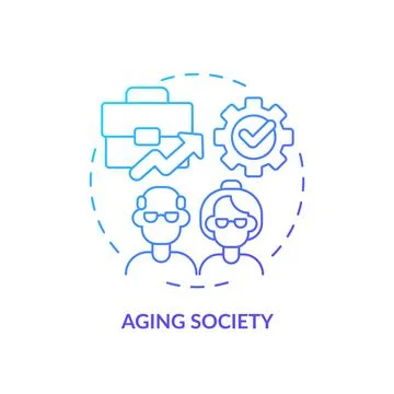 Thin line simple gradient aging society icon concept Stock Illustration