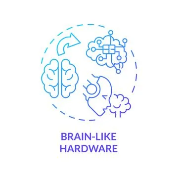 Thin line simple gradient brain like hardware icon concept Stock Illustration