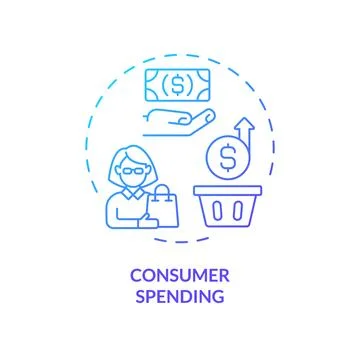 Thin line simple gradient consumer pending icon concept Stock Illustration
