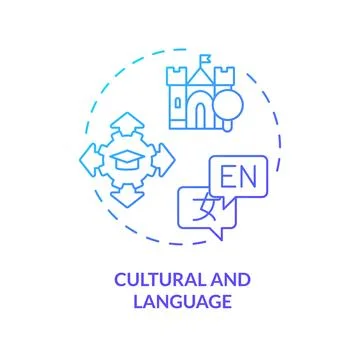 Thin line simple gradient cultural and language icon concept Stock-Illustration