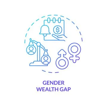 Thin line simple gradient gender wealth gap icon concept Stock-Illustration