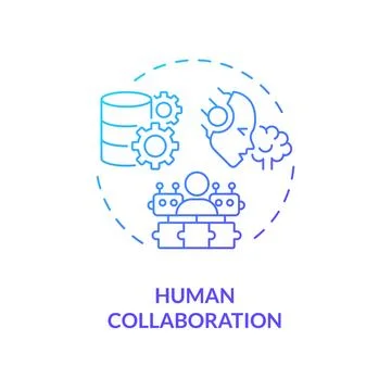 Thin line simple gradient human collaboration icon concept Illustrazione stock