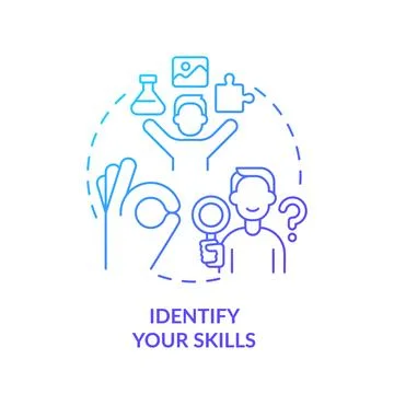Thin line simple gradient identify your skills icon concept Stock Illustration