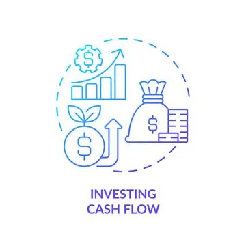 Thin line simple gradient investing cash flow icon concept Stock Illustration