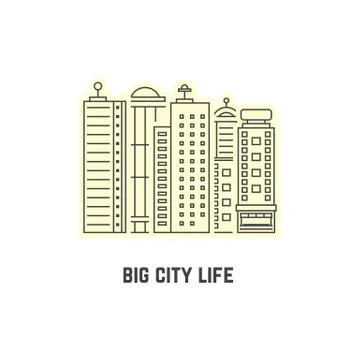 Thin line skyscrapers icon Stock Illustration
