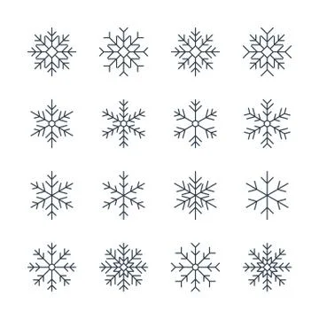 Thin line snowflake icons Stock Illustration