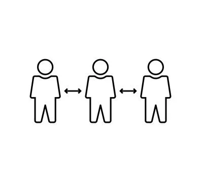 Thin line social distance between people Stock Illustration