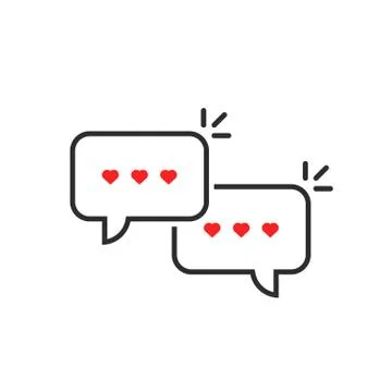 Thin line speech bubble love messages Stock Illustration