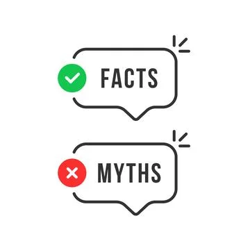 Thin line speech bubbles with facts and myths Stock Illustration