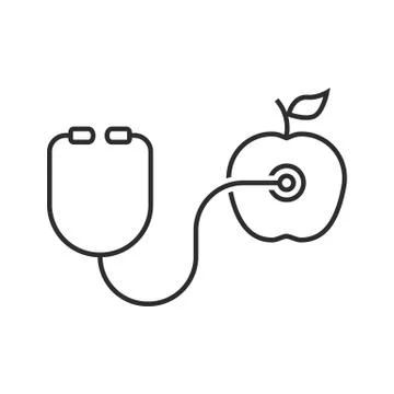 Thin line stethoscope and apple Stock Illustration
