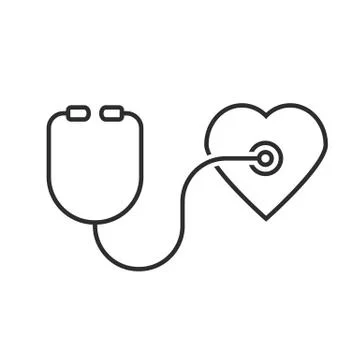Thin line stethoscope heart Stock Illustration