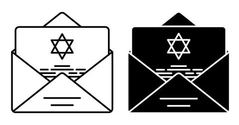 Thin line stroked color icon. Festive envelope Stock-Illustration