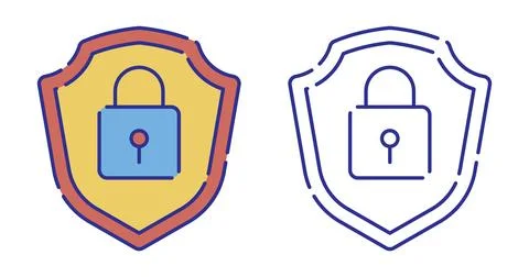 Thin line stroked color icon. Locked padlock on 스톡 일러스트