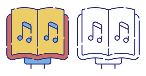 Thin line stroked color icon. Notebook with notes Illustrazione stock