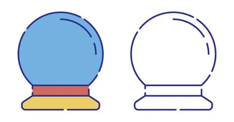 Thin line stroked color icon. Fortune teller magic Stock Illustration
