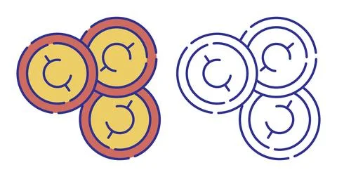 Thin line stroked color icon. Gold american coin 1 Illustrazione stock
