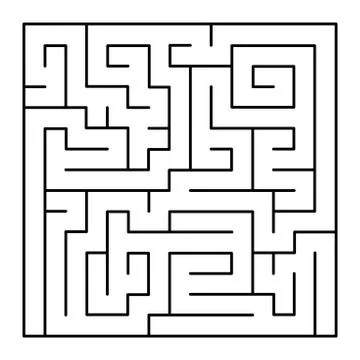 Thin Line Style Maze on White Background. Vector Illustrazione stock