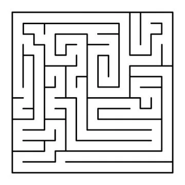 Thin Line Style Maze on White Background. Vector Illustrazione stock