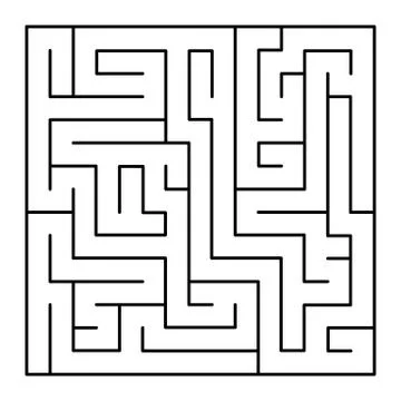 Thin Line Style Maze on White Background. Vector Stock Illustration