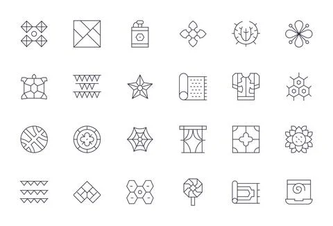 Thin Line Style Patterned Vector Icons with 24 High Resolution PIXEL Perfec.. 스톡 일러스트