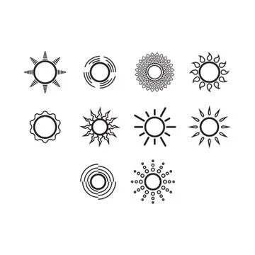 Thin line sun icon set Stock Illustration