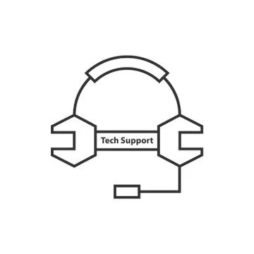Thin line tech support logo Stock Illustration