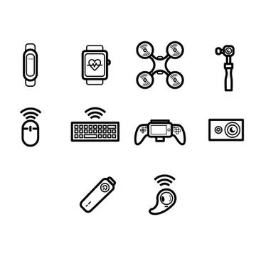Thin line technology icon set Stock Illustration