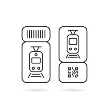 Thin line two suburban electric train tickets Stock-Illustration