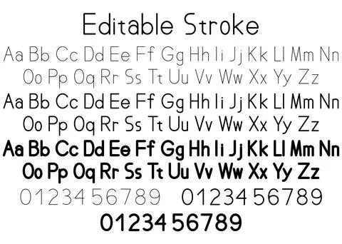 Thin line typeface vector featuring editable stroke letters and numeric sym.. Stock Illustration