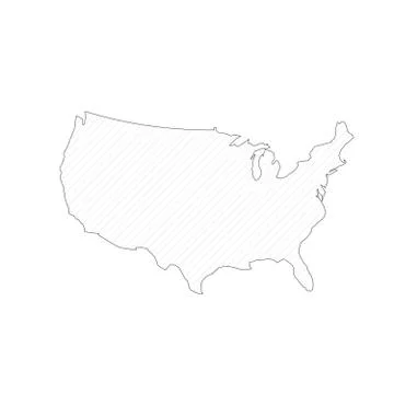 Thin line usa map contour outline with stripes for teaching or education Stock Illustration