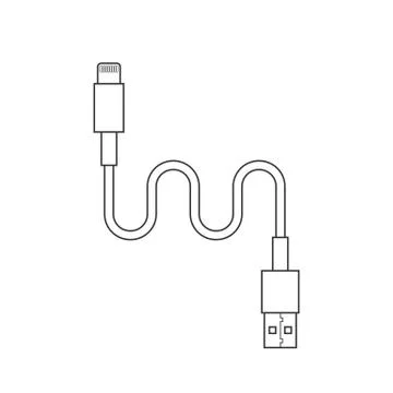 Thin line usb lightning charging cable Stock Illustration
