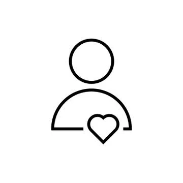 Thin line user icon with heart Stock Illustration