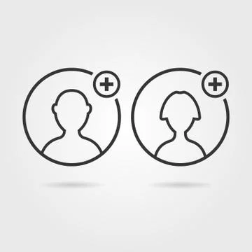Thin line user icons like add contact Stock Illustration