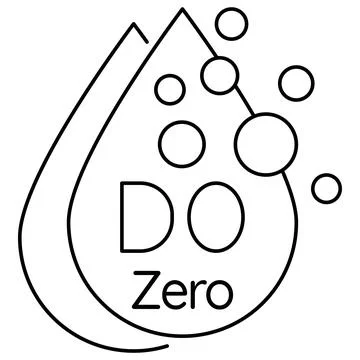 Thin line vector black icon of the Water Dissolved oxygen DO zero calibration Stock Illustration