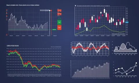 Thin line vector graphs, charts and diagrams with flat elements for your イラスト素材
