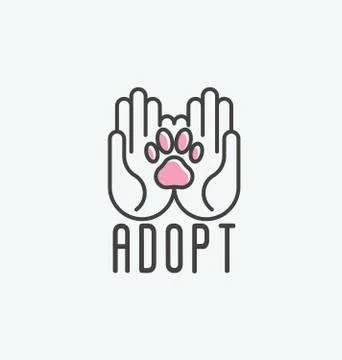 Thin line vector illustration of adopt a pet banner, new owner Illustrazione stock