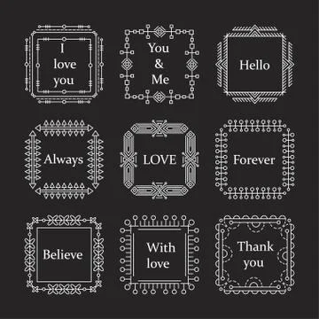 Thin line vector modern geometric frames Stock Illustration