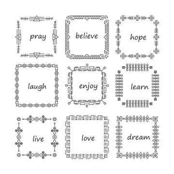 Thin line vector modern geometric frames Illustrazione stock