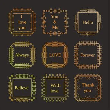 Thin line vector modern geometric frames Stock Illustration