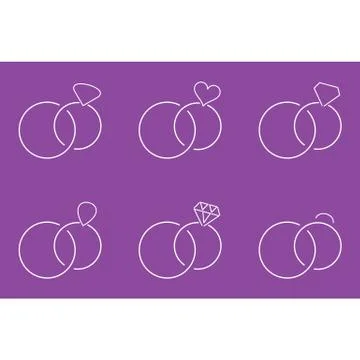 Thin line vector wedding rings signs Stock Illustration