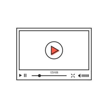 Thin line video player interface Stock Illustration