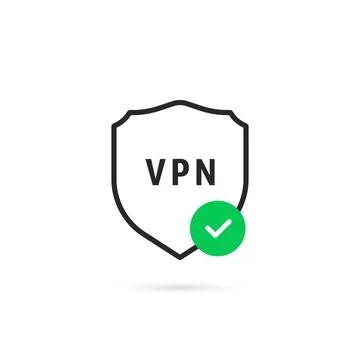 Thin line vpn shield with checkmark Ilustración de archivo