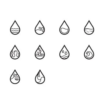 Thin line water icon set Stock Illustration