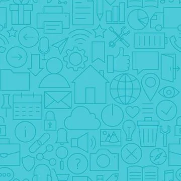 Thin Line Web and Mobile User Interface Seamless Blue Pattern Stock-Illustration